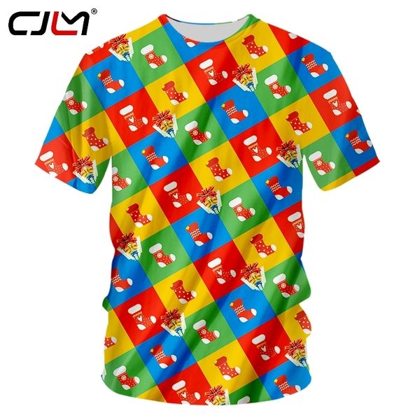 Noël hommes couleur O cou t-shirt 3D imprimé bas et coffrets cadeaux sport grande taille Spandex vêtements 220623