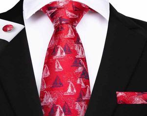Noël hommes cravate rouge cravates florale 100 soie mouchoir désherbage fête affaires cravate poche carré boutons de manchette SN70717864619