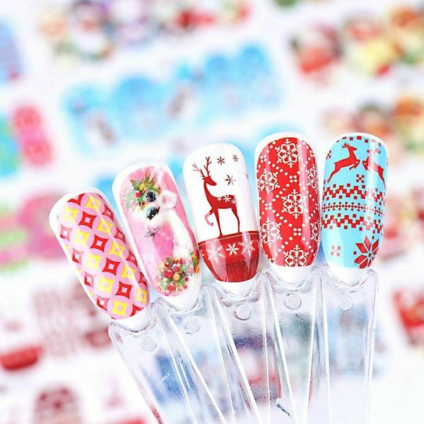 Autocollants pour ongles de Noël Tous les autocollants de transfert d'eau enveloppés Nail Art Nail Tools.A874