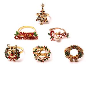 Soportes de anillos para servilletas navideños, decoración navideña para mesa de hogar, anillos de tejido de cuerno de Reno de Metal para decoración de mesa de Hotel para fiesta de boda