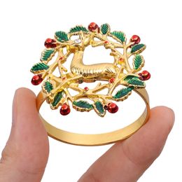 Kerst Napkin Rings Holders Metal Kerstmis Tree Elk Napkin Buckle for Christmas Dining Table Ornament Home Kitchen Accessoires