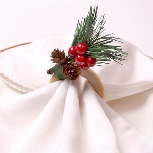 Kerst Napkin Rings Serviette Buckle Pine Cones Round Holder Wedding Hotel Tafel Diner D93153B