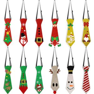 Cravate de Noël en tissu feutré fin et brillant avec corde élastique réglable, accessoires pour enfants, cravates de dessin animé pour les fêtes de Noël