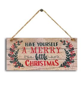 Noël nouvel an porte signe suspendu en bois arbre de noël ornement maison pendentif décorations fête fournitures BT6702