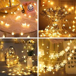Kerst Nieuwjaar Party Scene Decoratie Props Star Ball Snowflake Lamp String Romantische Accessoires