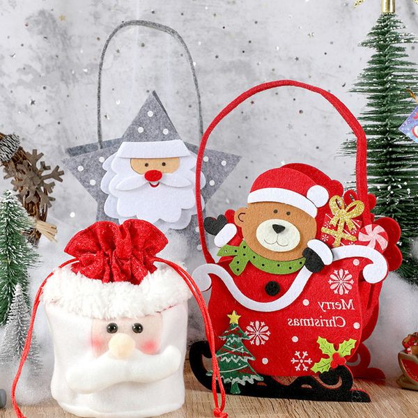 Sac de bonbons non tissé de Noël Santa Souve Présentation Porte-sacs Tree Sapiny Tree Fête Cadeaux Sac de bonbons Grossistes