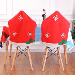 Kerst Niet-geweven Sneeuwvlok Stoelhoezen Kerstfeest Diner Decoratie Stoelen Cover 50x65cm Tafel Decor Rode Stoelen mouw TH0162