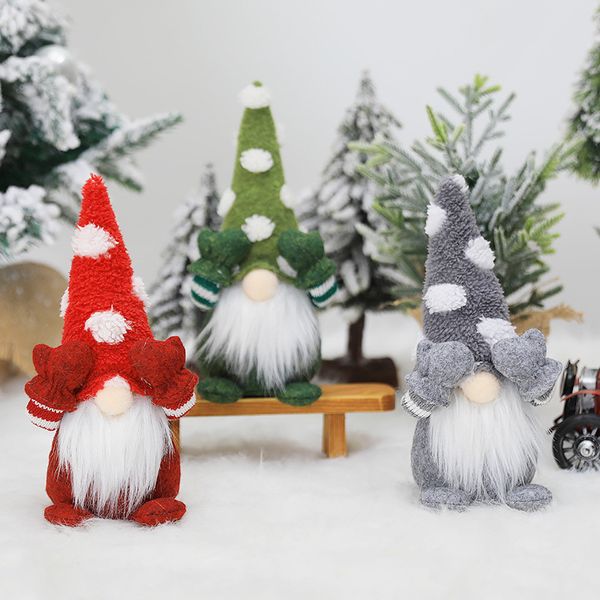 Poupée Gnome nordique de noël, terre timide, dieu vieil homme, joyeux noël, rouge, vert, gris, décoration en tissu de fibres sans visage