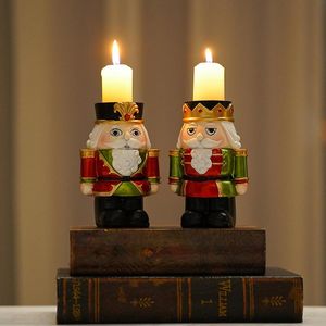 Kerstmis notenkraker kaarsenhouder hars vaartuig teal right kandelaar notenkrakers kerstvintage voor eettafel open haard