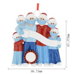 Kerst Ornament 2020 Kerstdecoraties Quarantine Gepersonaliseerde Overleefd Familie van 6 Ornament met gezichtsmaskers Gratis verzending