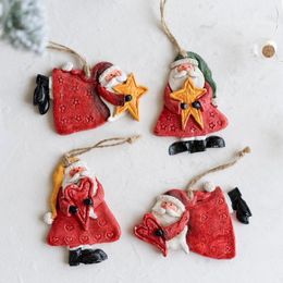 Kerst ornament Creativiteit Santa Socks Elk Xmas Tree Small Hanging Hangende Hars Crafts Nieuwjaar Party Home Decor RRD10