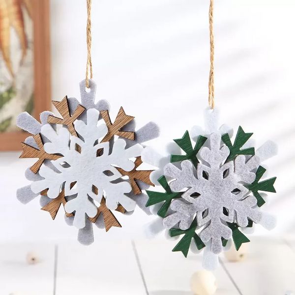 Ornement de Noël Feutre Flocon de Neige Pendentif DIY Décoration Arbre De Noël Pendentifs Suspendus Artisanat Gratuit DHL