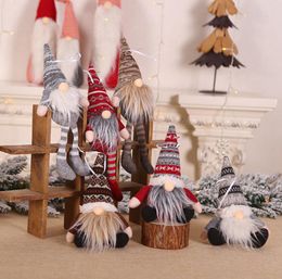 Ornement de Noël tricoté en peluche Gnome Doll de Noël mur arbre suspendu décor de vacances décorations d'arbre de cadeaux 6styles rra3721796766