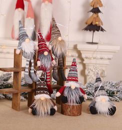 Ornement de Noël tricoté en peluche gnome poupée de Noël mur arbre suspendu décor de vacances décorations d'arbre de cadeaux 6styles rra3722580002