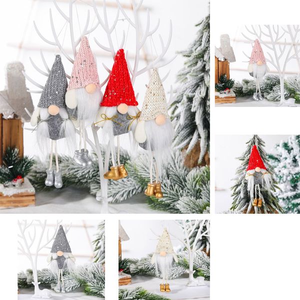 Adorno de Navidad de punto muñeco de gnomo de felpa árboles colgante de pared decoración de vacaciones regalo decoraciones de árboles