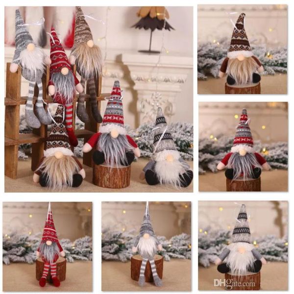 Adorno navideño de punto de felpa, muñeco de gnomo, árbol de Navidad, colgante de pared, decoración navideña, regalo, decoraciones para árboles, libre de DHL