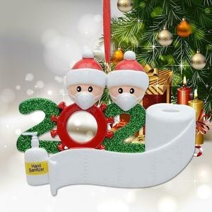 Ornement de Noël personnalisé décorations de résine familiale masquée pendentif suspendu d'arbre lavé à la main Y201020