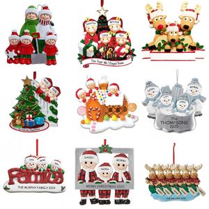 Gepersonaliseerd kerstfamilie hars ornament 2022 Moose Santa Snowman Diy Name Xmas Tree Ornamenten