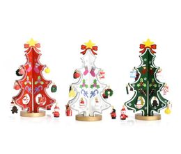 Christmas Ornements Creative Table Decoration DIY Christmas Kids Gift 3d Threedimensional Wooden Minichristmas Tree Bar Decor2870037