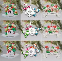 Christmas Ornements décorations Quarantine Survivor Resin Ornement Creative Toys Toys Decor For Mask Snowman Hand Saisitised Family7921486