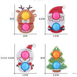 Kerst ornamenten vinger bubble muziek stress reliëf kinderen speelgoed eland sleutelhanger planeet universum