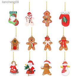 Ornements De Noël Pour Arbre Gingerbread Man Pendentif Hangable 12Pcs Mini Charme Pour Arbre De Noël Chambre Salon Fête Et L230620