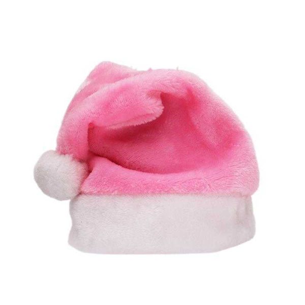 Adornos navideños Regalo Felpa Sombrero de Papá Noel Suministros para fiestas de adultos Terciopelo de pelo corto Rojo Rosa Dorado Colorido Manual