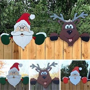 Kerst Ornamenten Santa Claus Rendier Elk Fence Garden Decor Outdoor Lawn Festivity Gelegenheid Daling 211018