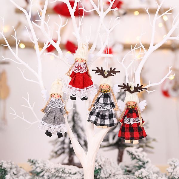 Adornos navideños alas Ángel moda creativa niño niña árbol de Navidad colgantes muñecas decoración de fiesta XD24758