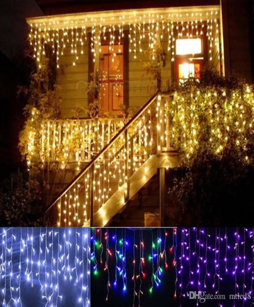 Decoración navideña al aire libre 35m Droop 0305m cortina cadena de carámbanos luces LED 220V110V Año nuevo jardín Navidad boda Party7604306