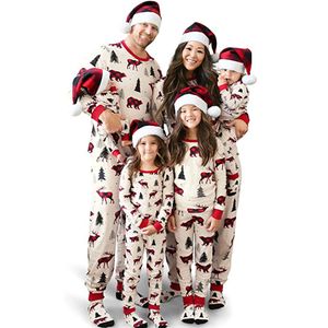 Ensemble pyjama de Noël, haut et pantalon imprimés élans et ours, vêtements de nuit de vacances