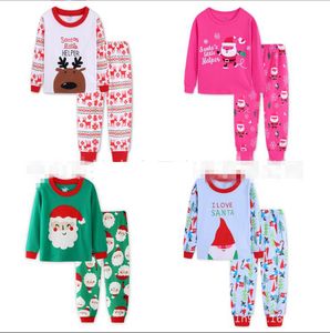 Pyjamas de Noël Toddler Boys Santa Elk 2pcs Ensembles Bébé Coton Doux Fille Maison Costumes Enfants Vêtements 30 Design En Option BT6749