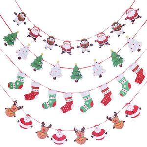 Kerstmis Paper Vlag Banner Vlaggen Garland Floral Bunting Banners DIY Kids Verjaardag Bruiloft Evenement Party Decoration Xmas Supplies