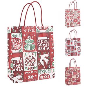 Kerstmis Papier Gift Tassen Rode Kerst Kraft Bag Kerstfeest Nieuwjaar Vakantie Decorations Papieren Gift Wikkelen Tassen