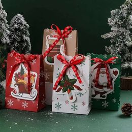 Bolsas de envoltura de Kraft de papel navideño con impresiones para favores de fiesta navideños Embalaje de caja de regalo