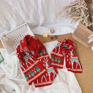 Kerstmis ouder-kind wollen mannen vrouwen winter fawn baby dikker warm gebreide bib jaar hijab sjaals geschenk sjaal