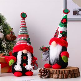 Kerstfeest Decoratie Rudolph Gnomes Dwarf Goblin Gezichtsloze pop voor huisdecoratie Handgemaakte kabouterpoppen