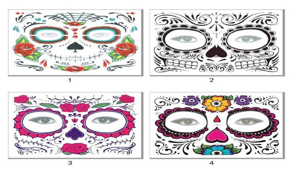 Fiesta de Navidad Día del Facial de los muertos Tatuaje de tatuaje Halloween y Masquerade Ball debe Bastante pegatina impermeable3478402