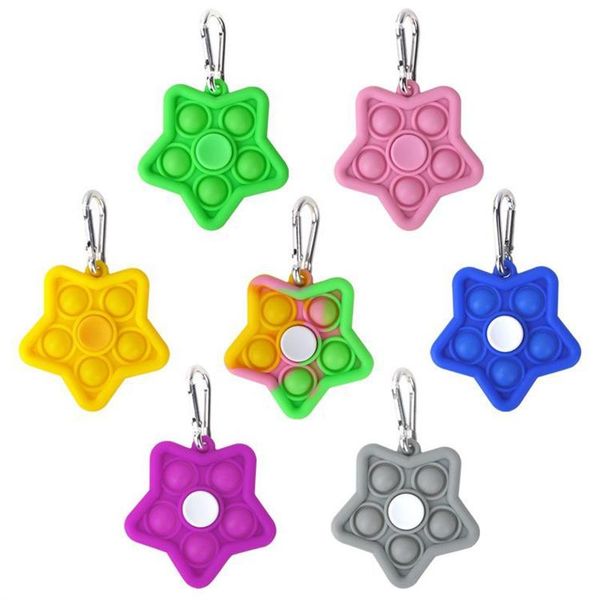 Porte-clés jouets sensoriels pour cadeaux de fête de noël, Fidget Spinner, doigt rotatif, étoile à cinq branches, anti-Stress portable, 300 pièces