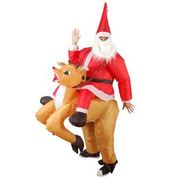 Kerstfeest thuis decoratie opblaasbare rit herten Santa Claus kostuum speelgoed rekwisieten voor kinderen cadeau