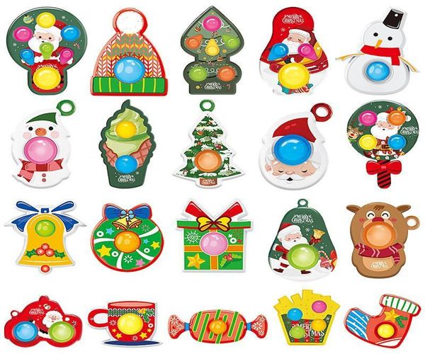 Modèle de Noël Keychain doigt bulle musicale puste bulle fidget dessin de jeu sensoriel panda grenouille animal manche décompression toys 3034759