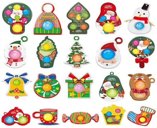 Modèle de Noël Keychain doigt bulle musicale puste bulle fidget le jouet sensoriel dessin animé panda grenouille manche animale décompression toys3986038