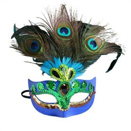 Kerstpauwmasker Lady Halloween-maskeradefeest half gezicht met verjaardagsfeestjebenodigdheden GC2468