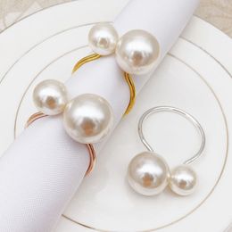 Kerst Pearl Napkin Rings Goudzilver kerst verjaardag bruiloft Dinner Valentines feesttafel Decor