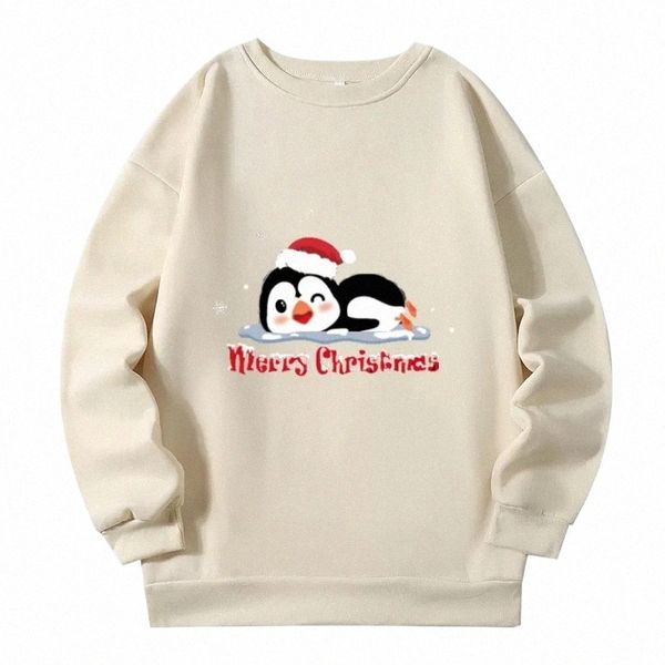 Noël Pingouin Imprimer Plus Taille Sweat Femmes Vêtements Automne Hiver Nouveaux Sweatshirts Y2k Streetwear Grande Taille Tops T0tB #