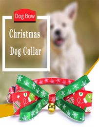 Collar navideño para mascotas, nudo de lazo tejido, campana dorada y plateada, pajarita, Collar para gato, suministros para mascotas Whole5176515