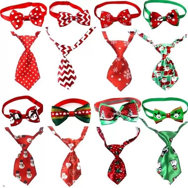 Ropa navideña para perros, corbatas de Año Nuevo, corbatas ajustables hechas a mano, conjunto de accesorios para perros de Festival, suministros