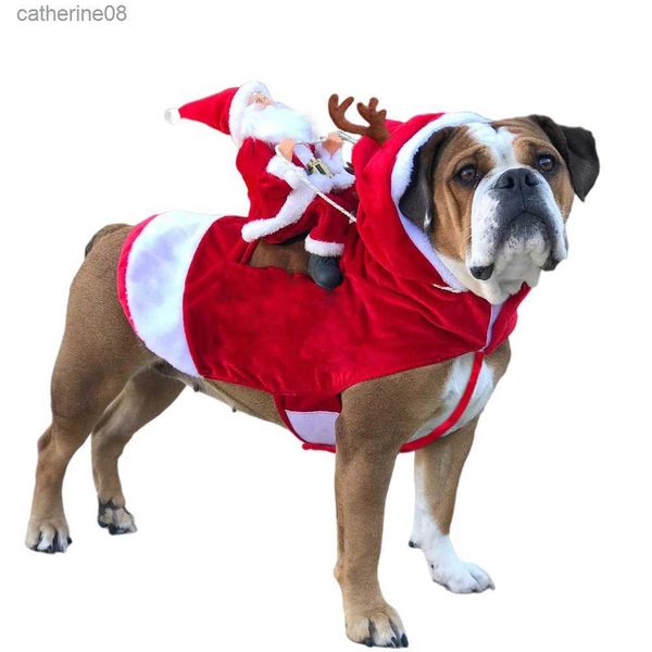 Navidad mascota perro vestirse ropa divertida Santa Claus disfraz para perros invierno cálido perro abrigo Chihuahua Pug Yorkshire ropa L230621