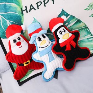 Kerstdieren speelgoed duurzaam gevulde piepende pluche hondenspeelgoed pingu￯n gevormde kleine middelgrote puppy kerstcadeaus