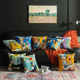 Christmas Picasso Européen et Américain Résumé Cover d'oreiller Sofa Sofa Broidered Cushion Bedside 231222